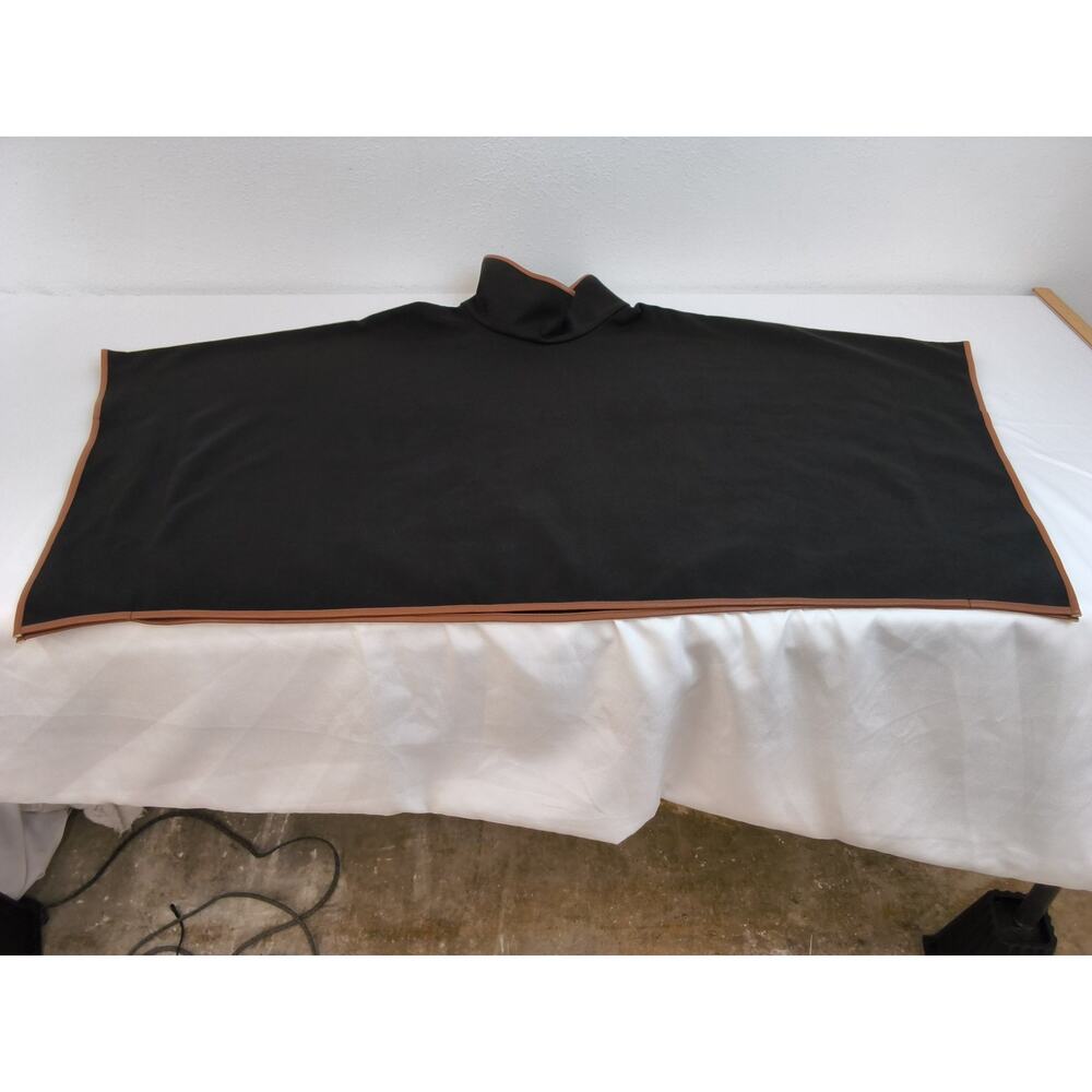 Tuckernuck Piper Poncho One Size Black Funnel Neck Leather Trim #W4829 - Picture 4 of 9